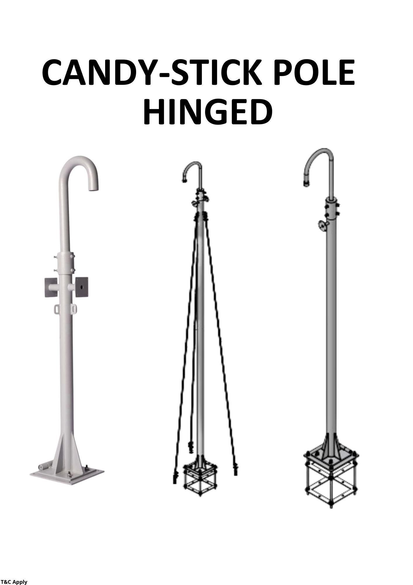 5m Candy Stick PTZ Mount Pole - Hinged 2 x Cam Plate, Bolt Cage