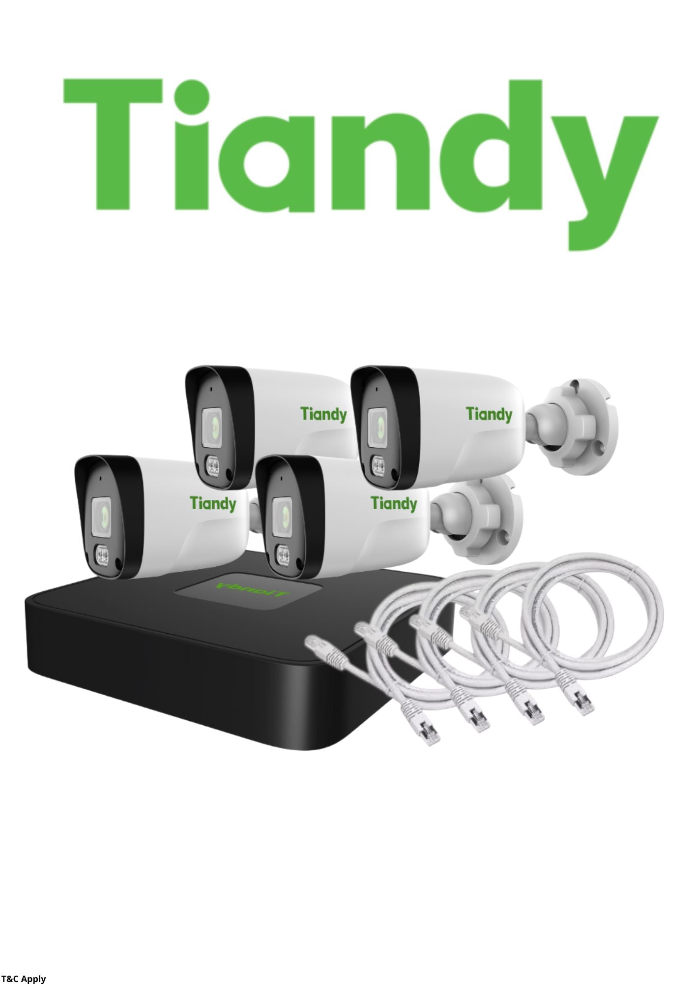 Tiandy 4 Bullet Camera IP Kit