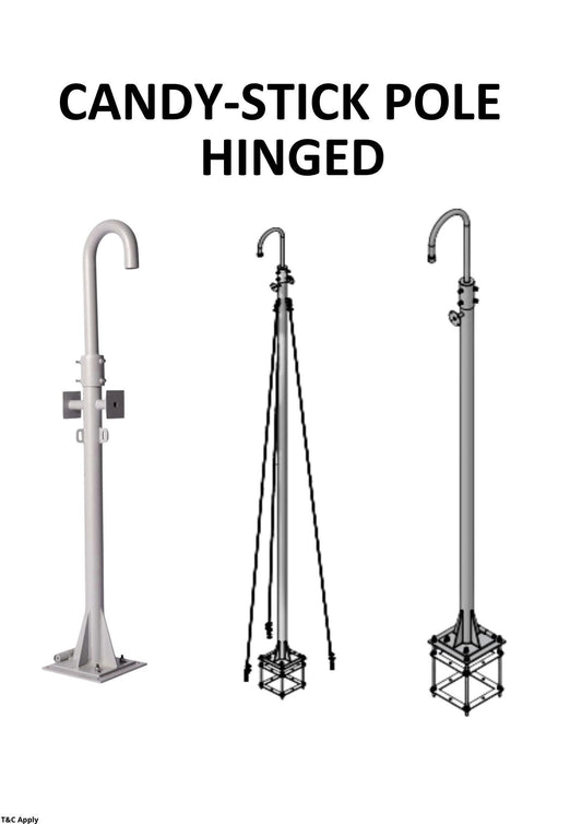 3m Candy Stick PTZ Mount Pole - Hinged  2 x Cam Plate, Bolt Cage