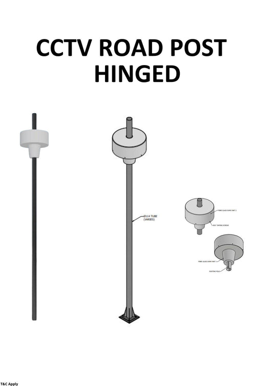 3m CCTV Domed Road Post Fibre Glass Dome, 2 x Cam Plate, Bolt Cage