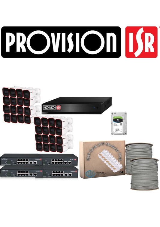 PROVISION   32 CH NVR  FULL   32 X IP CAMERAS COMPLETE  IP KIT