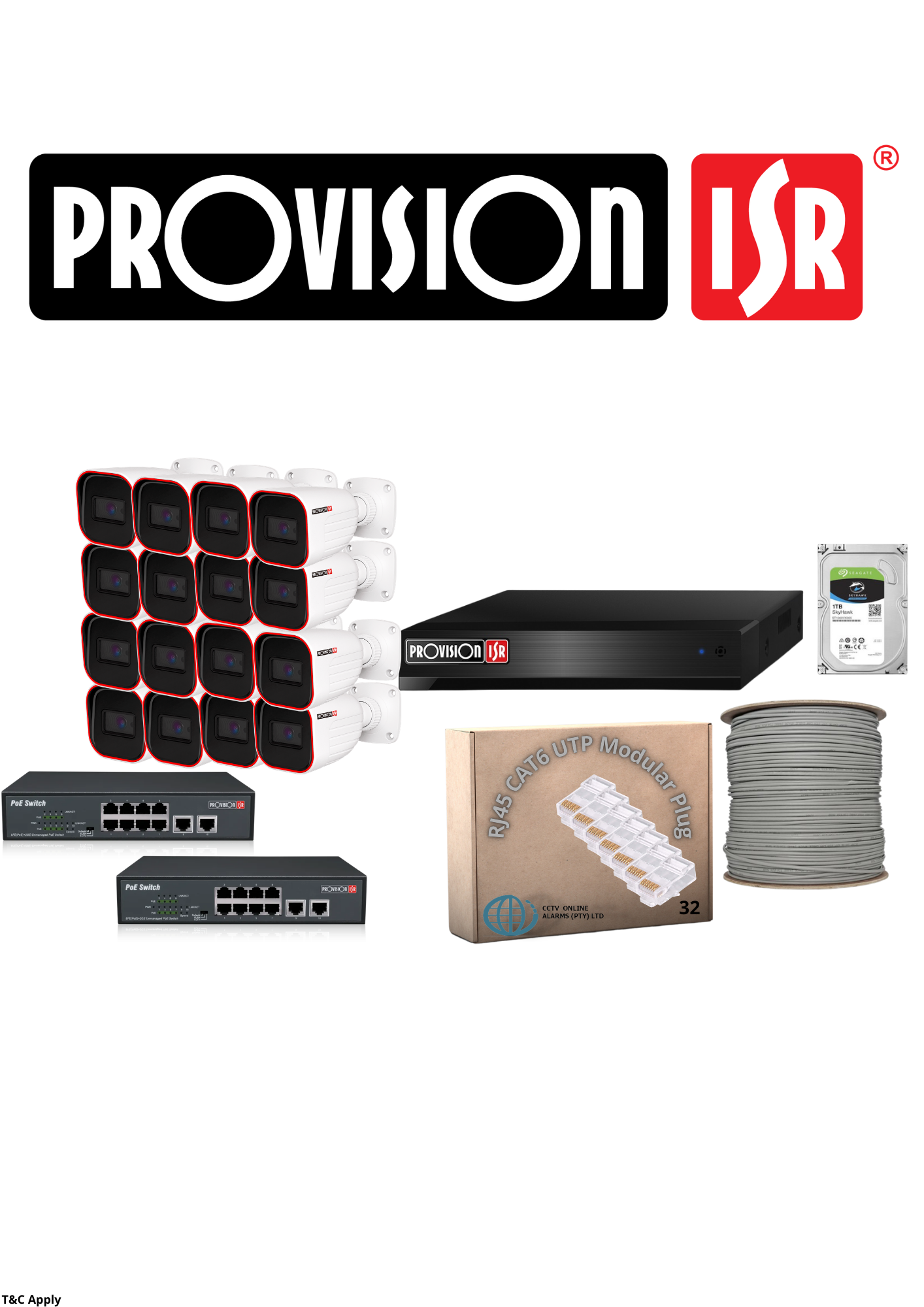 PROVISION   16 CH NVR  FULL   16 X IP CAMERAS COMPLETE  IP KIT