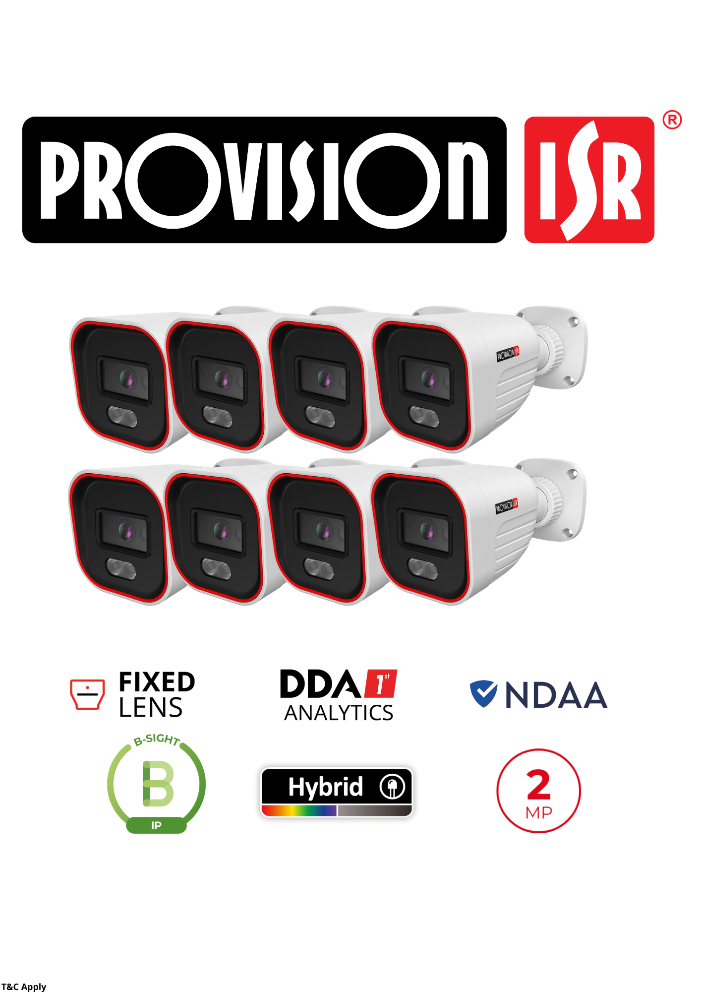 PROVISION 8 X 2MP Fixed Lens Bullet Camera with Hybrid LED and DDA1 Analytics