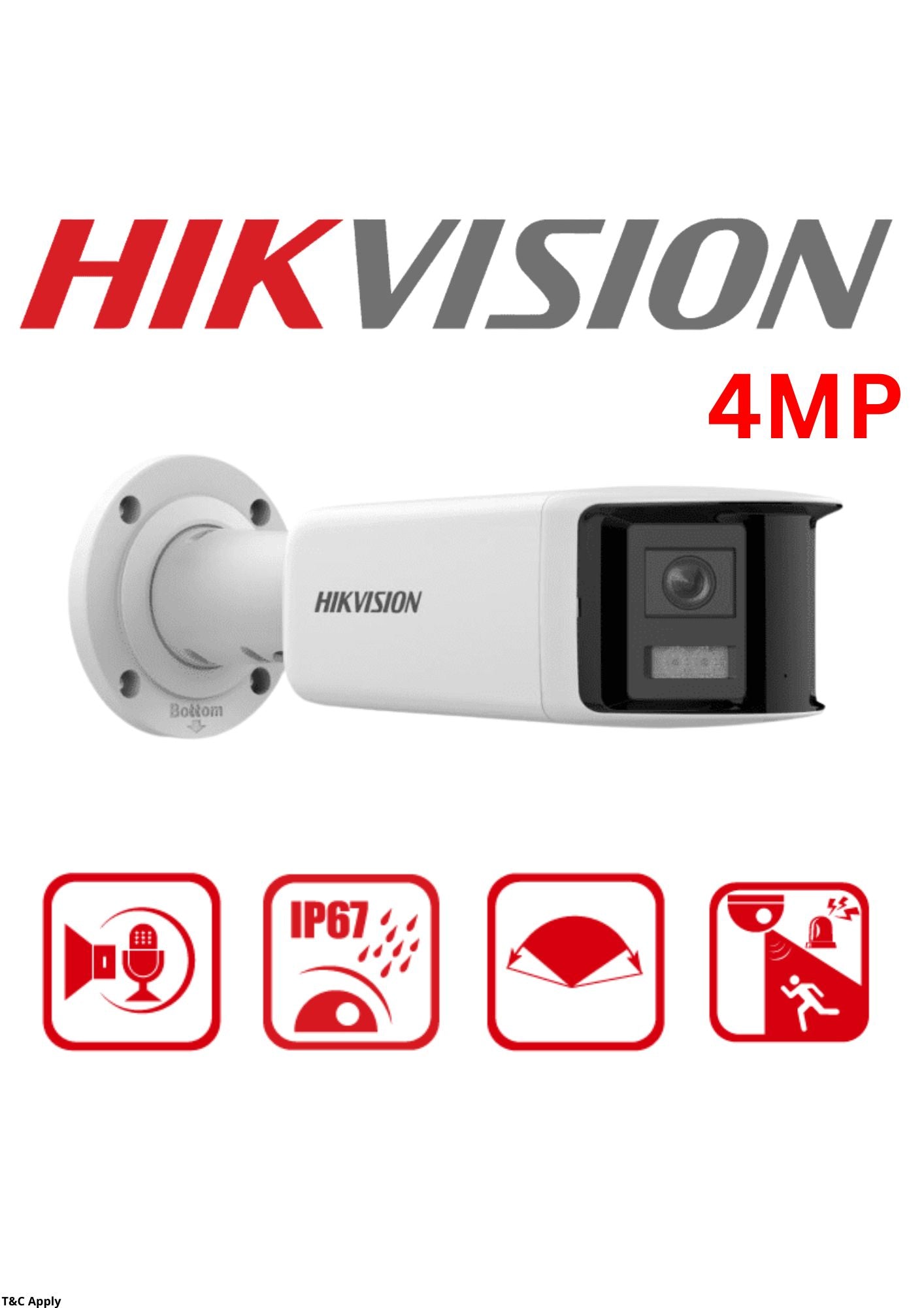 Hikvision IP Panoramic Bullet 4MP White Light 40m 2.8mm Lens IP67