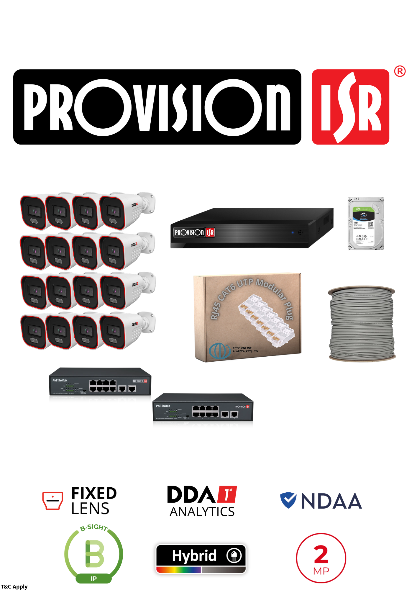 PROVISION  ENTRY LEVEL KIT  16 CH NVR  FULL   16 X IP CAMERAS COMPLETE  IP KIT