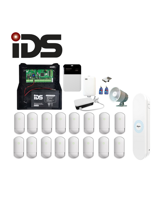 IDS X64, 16 ZONE, CURVE LCD KEYPAD, 15W SIREN, 40VA PSU, 12V BATT & PLUG IN EXPANDER  FULL KIT & OLARM APP CONTROL