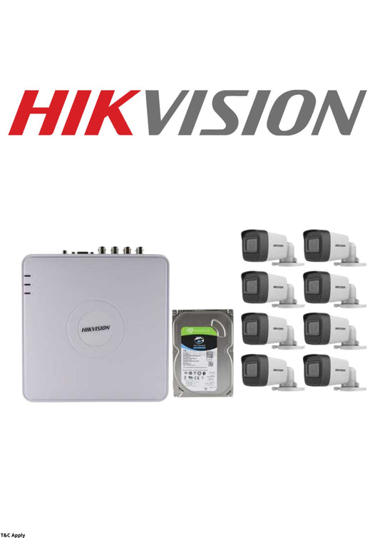Hikvision HD-TVI 8 Channel Hi-Res DVR 8 Camera Base Kit